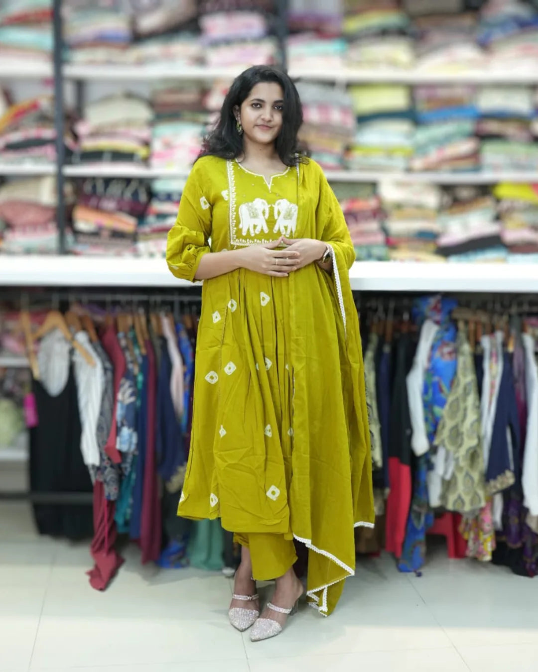 Mustard yellow long frocks