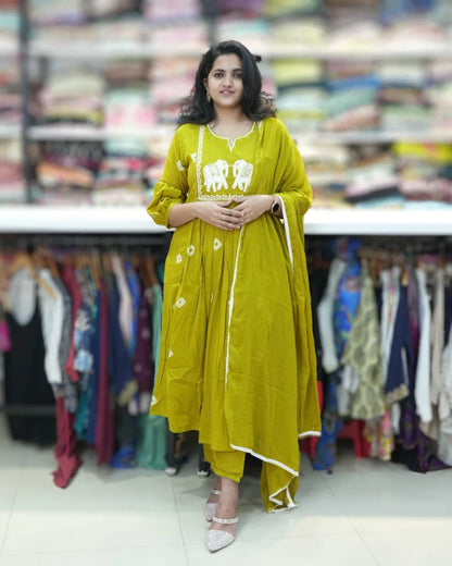 Mustard yellow long frocks daily wear