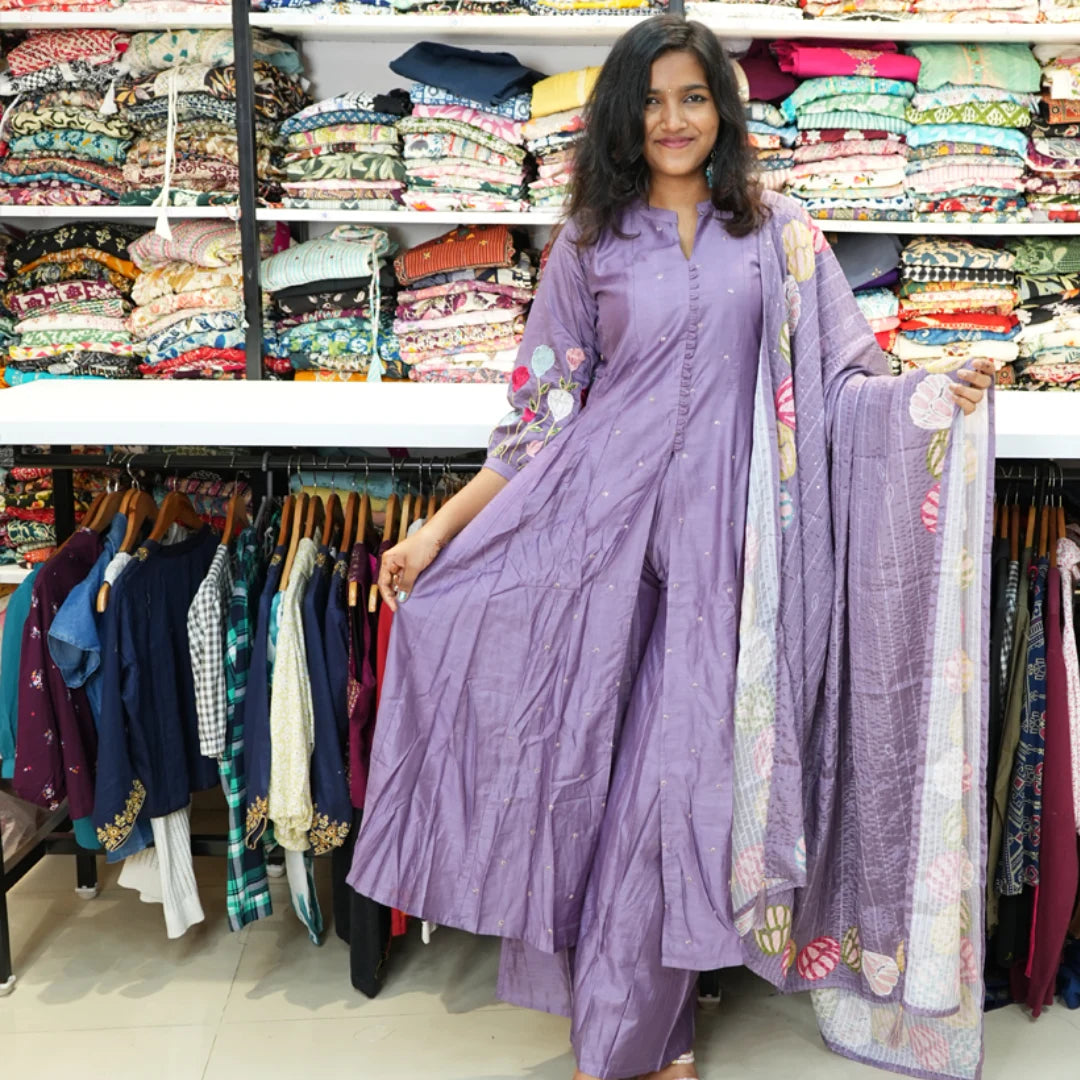 Elegant Long Frock With Front Flit