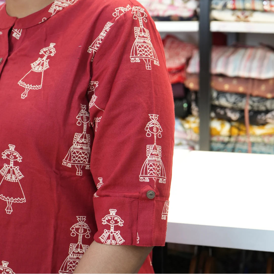 Office Wear Maroon Kurta Set