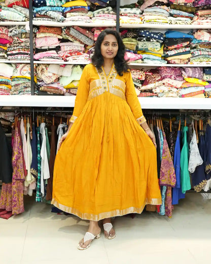 Party Wear yellow Long Frock 