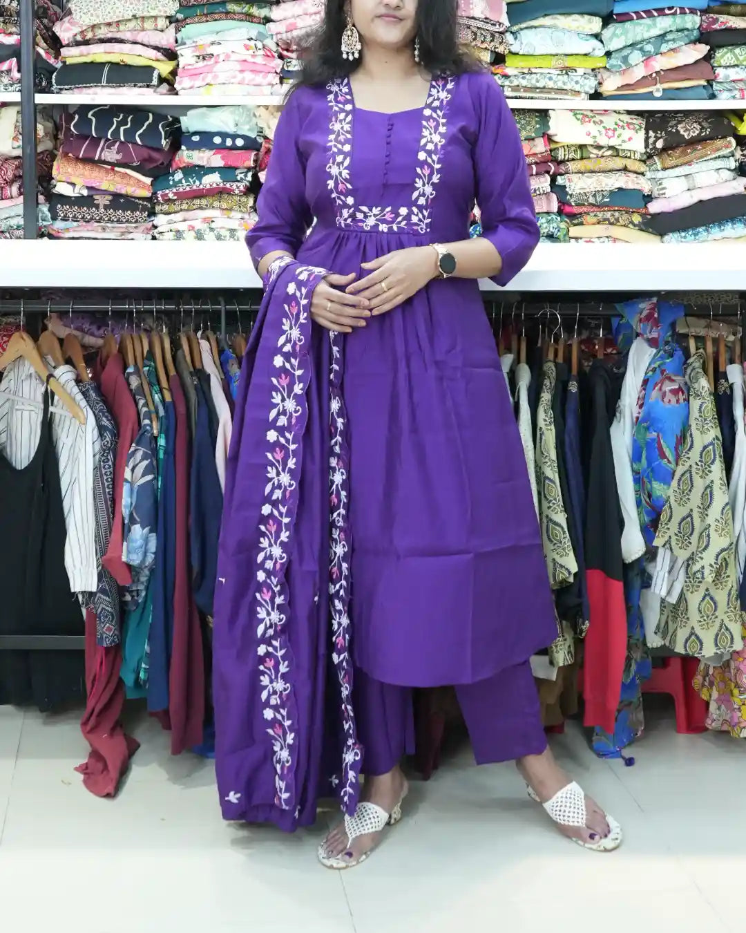 Purple Long Frock Pant Set