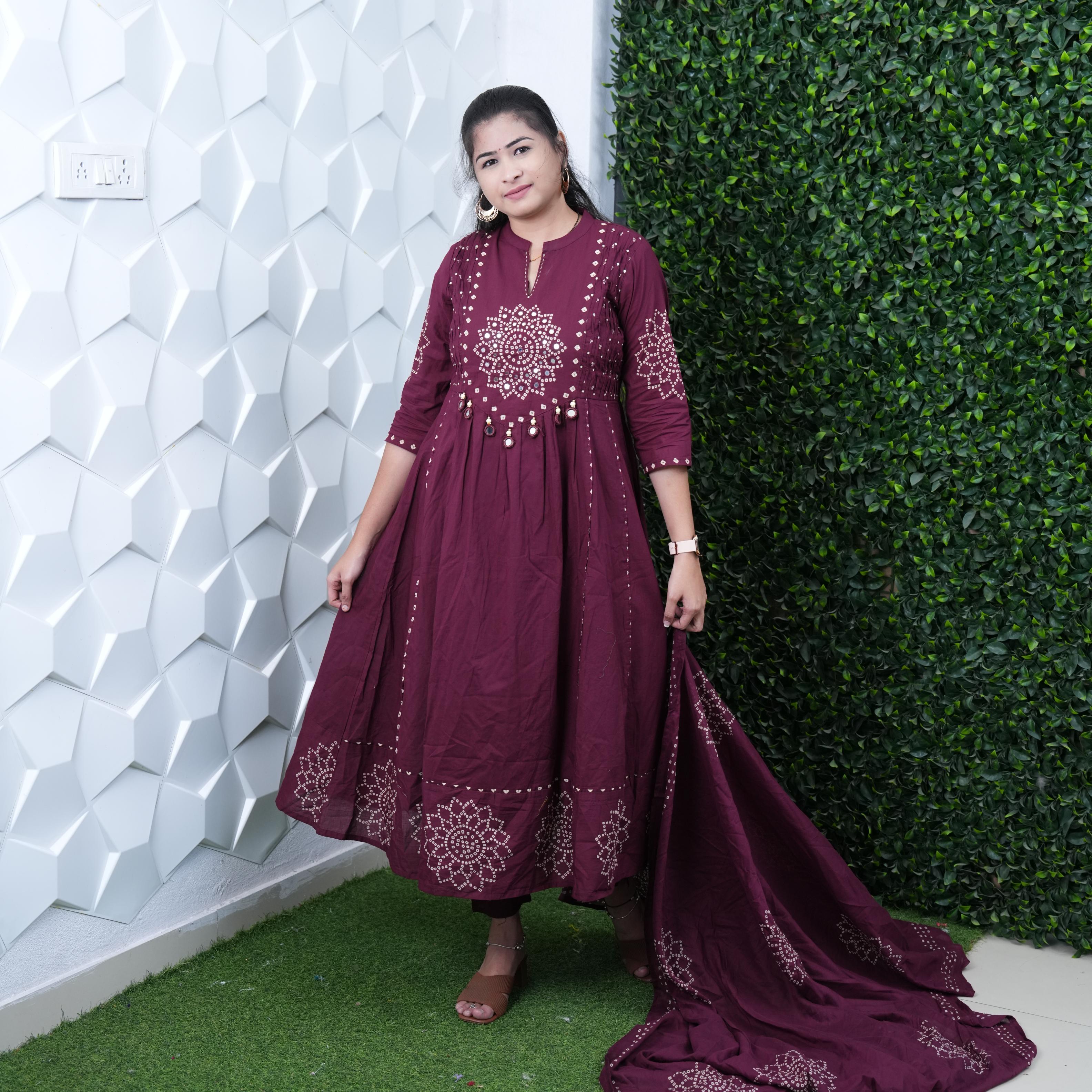 Majesty Bandhani Mirror Tassel Anarkali