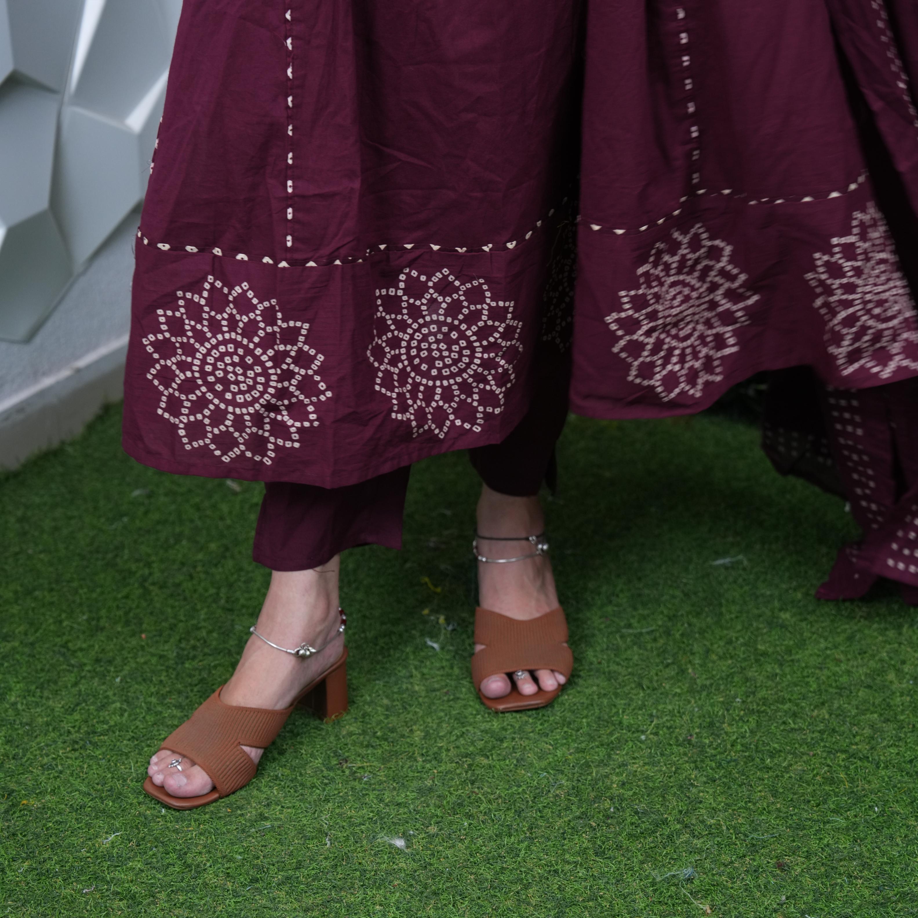 Majesty Bandhani Mirror Tassel Anarkali