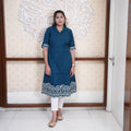 Ocean Mist Rope Embroidered Indo-Western Frock