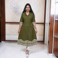 Olive Aura Rope Embroidered Indo-Western Frock