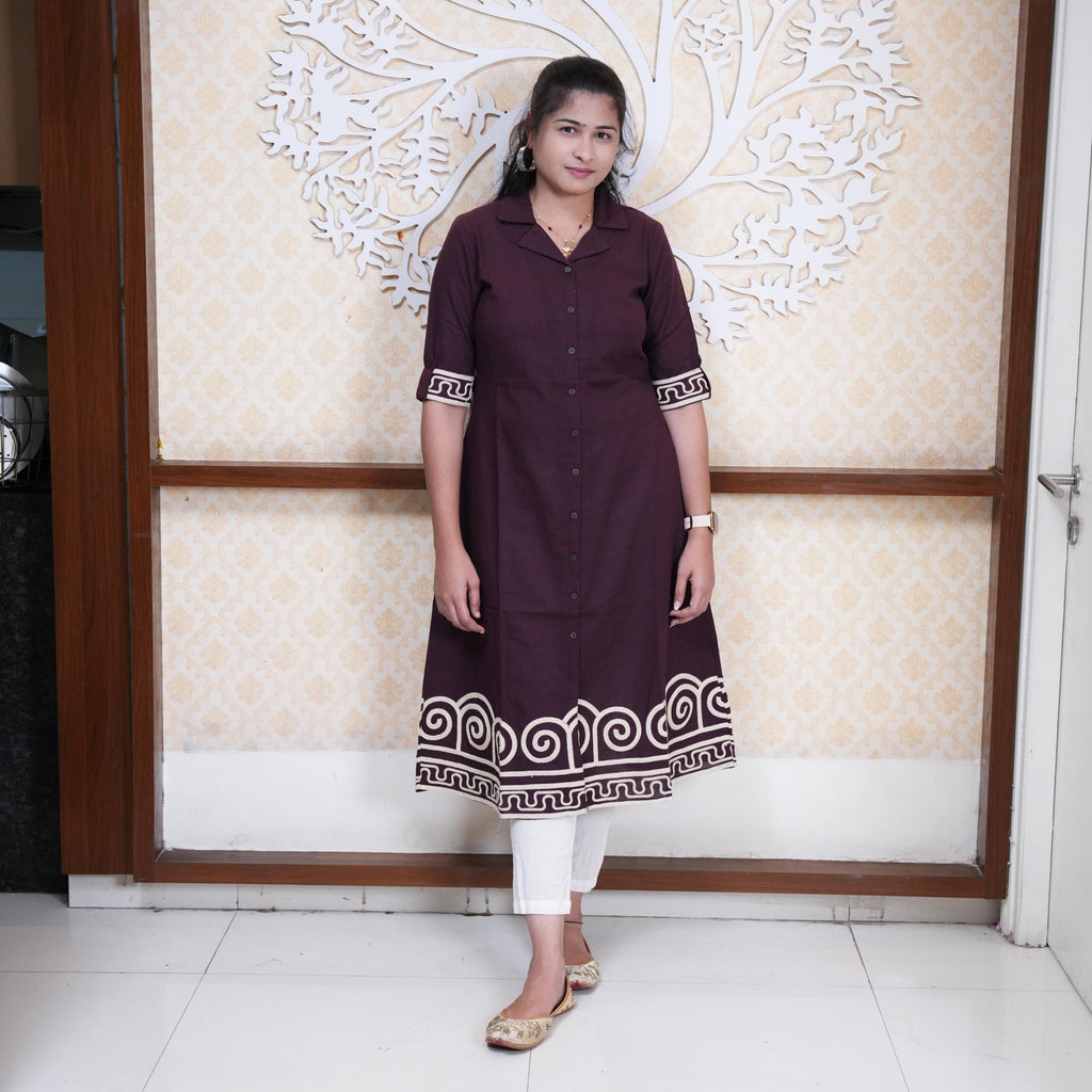 Royal Plum Rope Embroidered Indo-Western Frock
