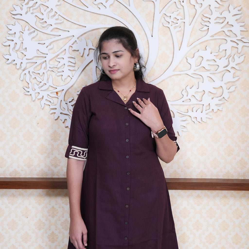Royal Plum Rope Embroidered Indo-Western Frock