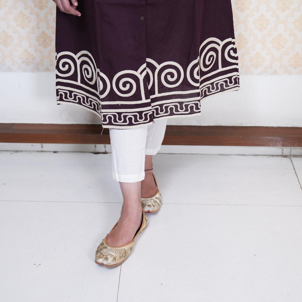 Royal Plum Rope Embroidered Indo-Western Frock