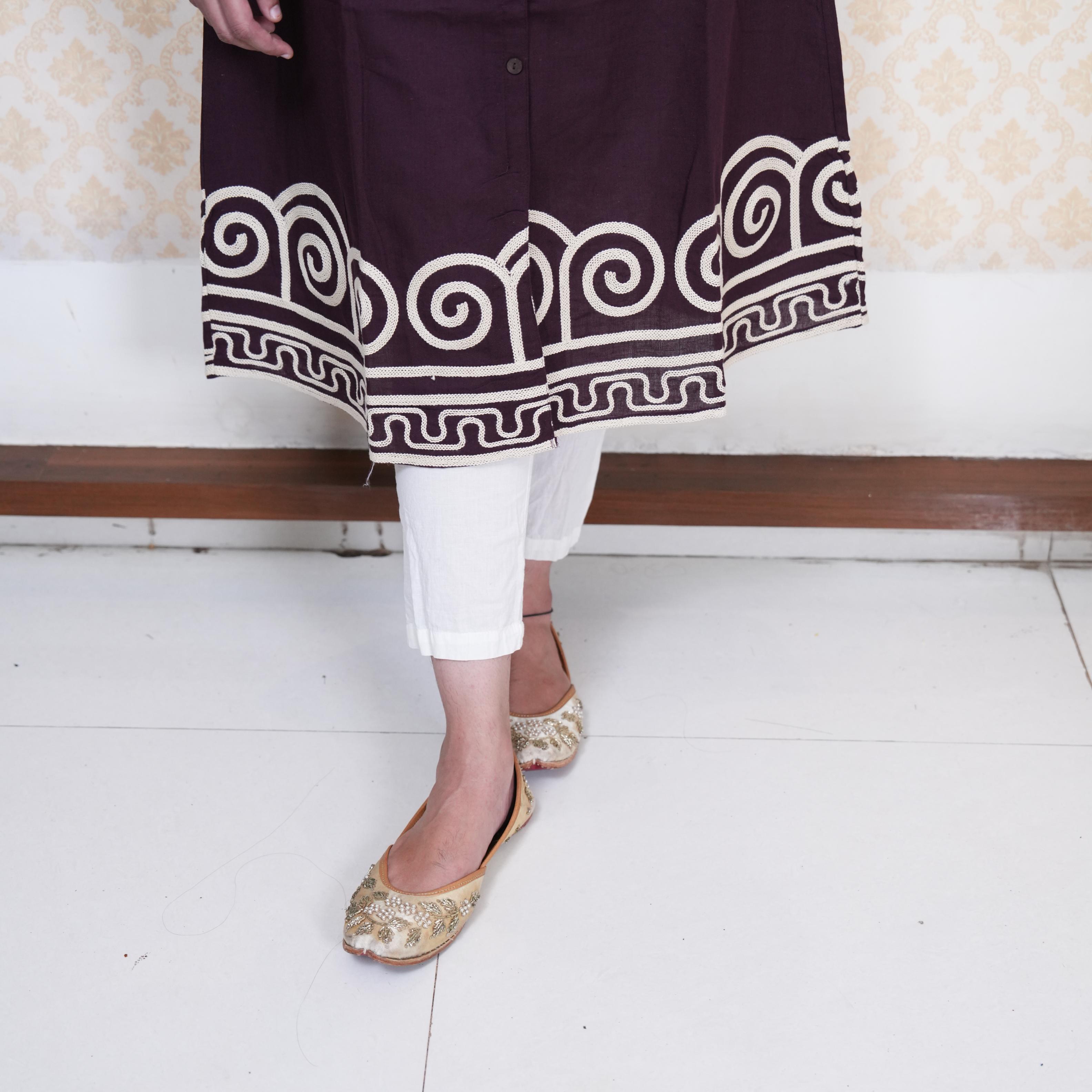 Royal Plum Rope Embroidered Indo-Western Frock