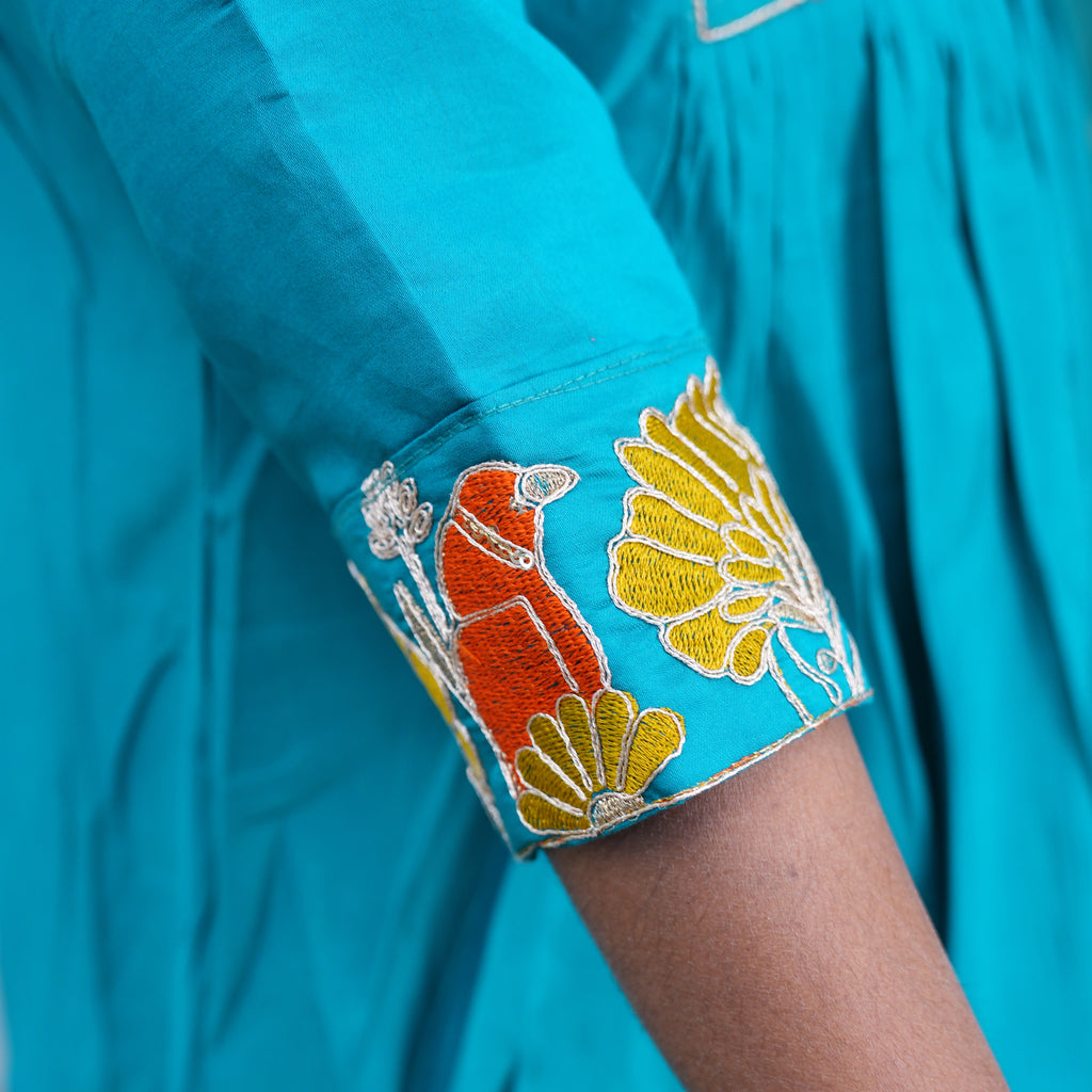 Emerald Bloom Embroidered Anarkali Set with Dupatta