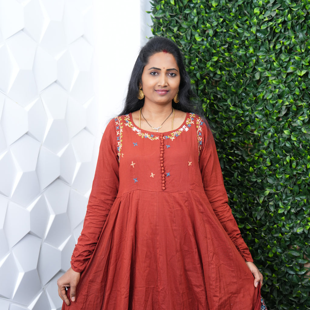 Rust Blossom Anarkali