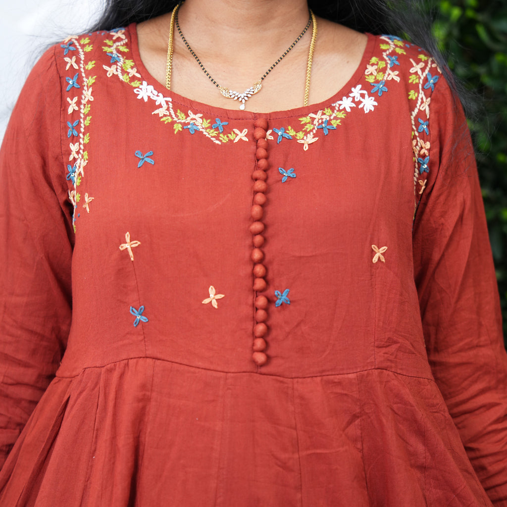 Rust Blossom Anarkali