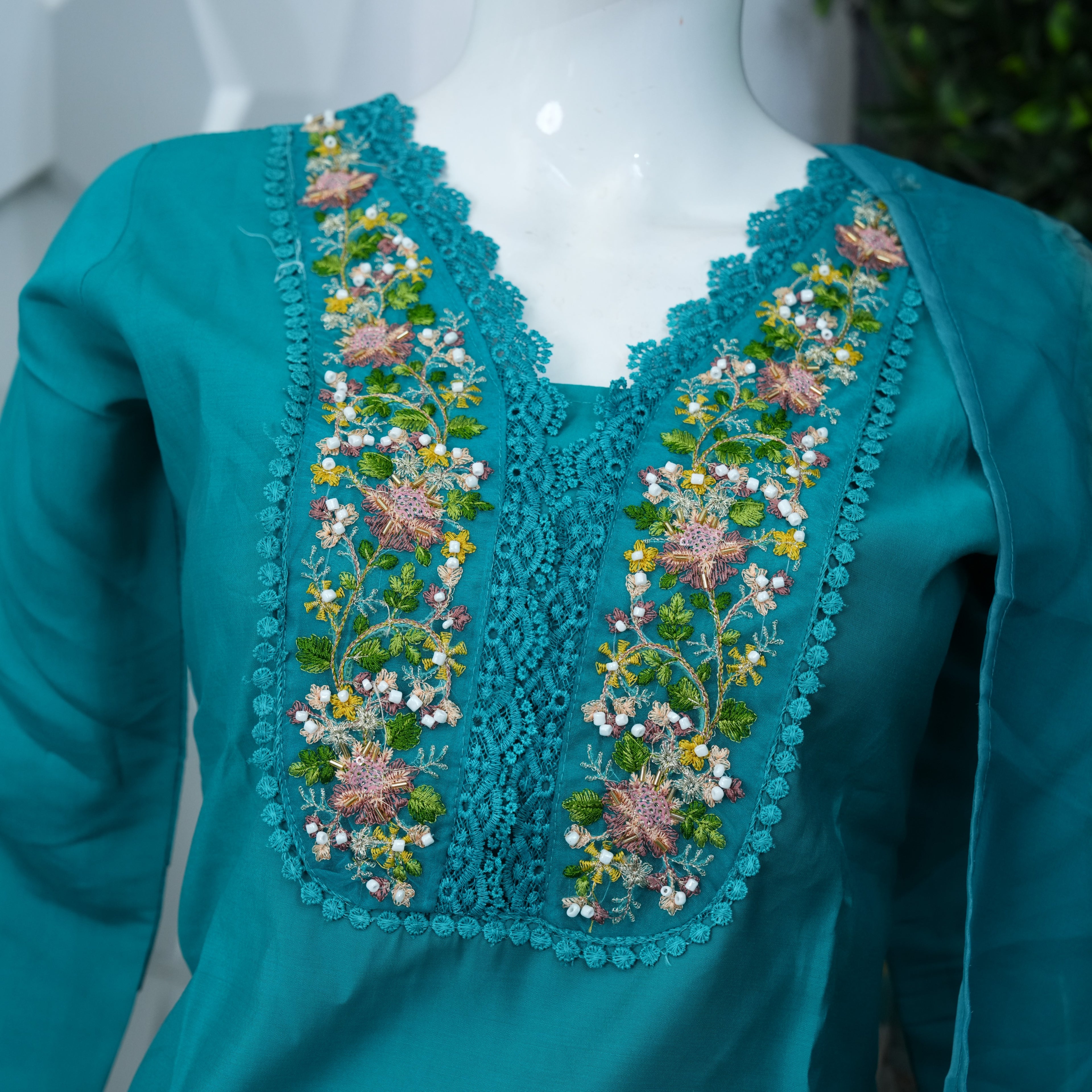 Semi party wear with organza dupatta