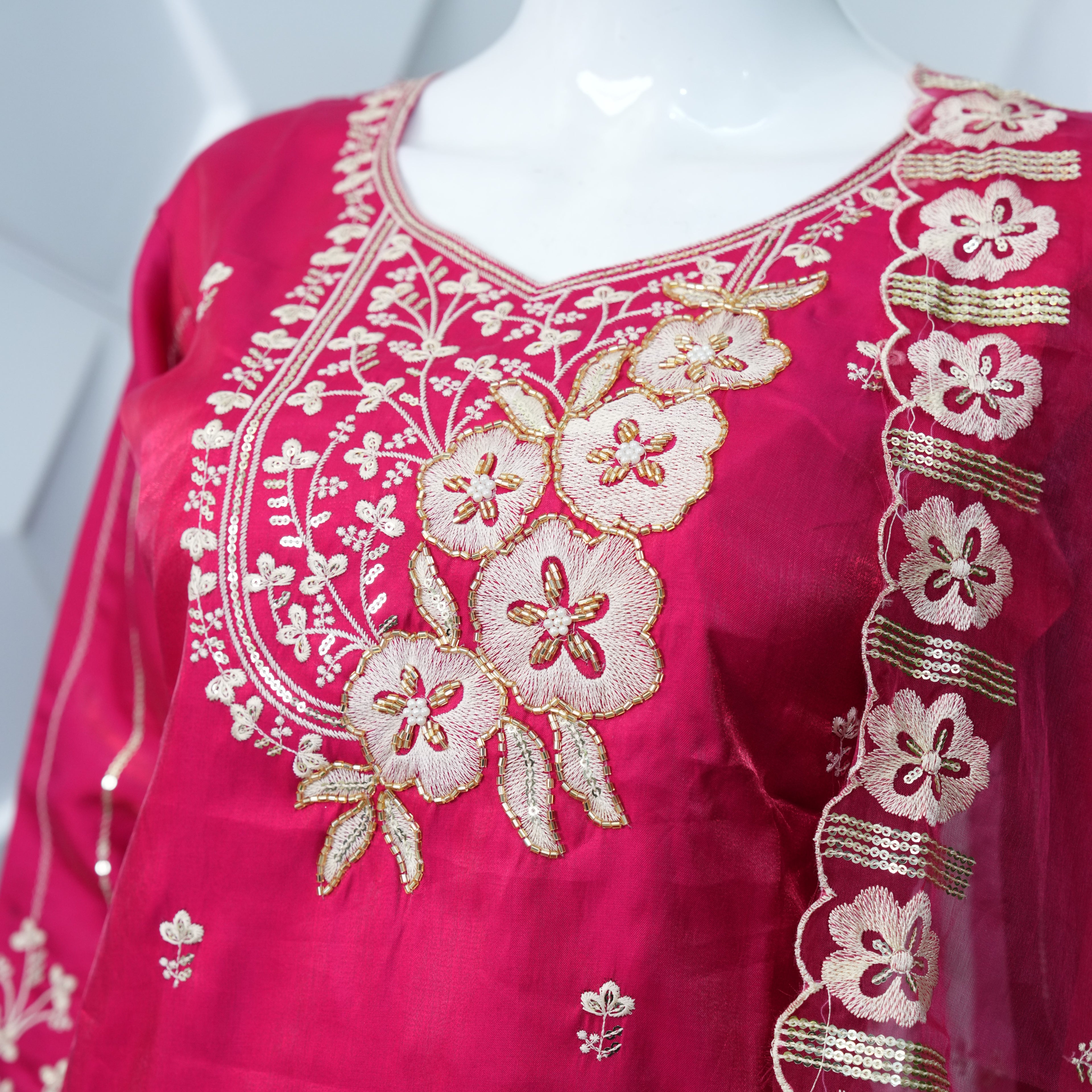 Pink farsi tissue party wear