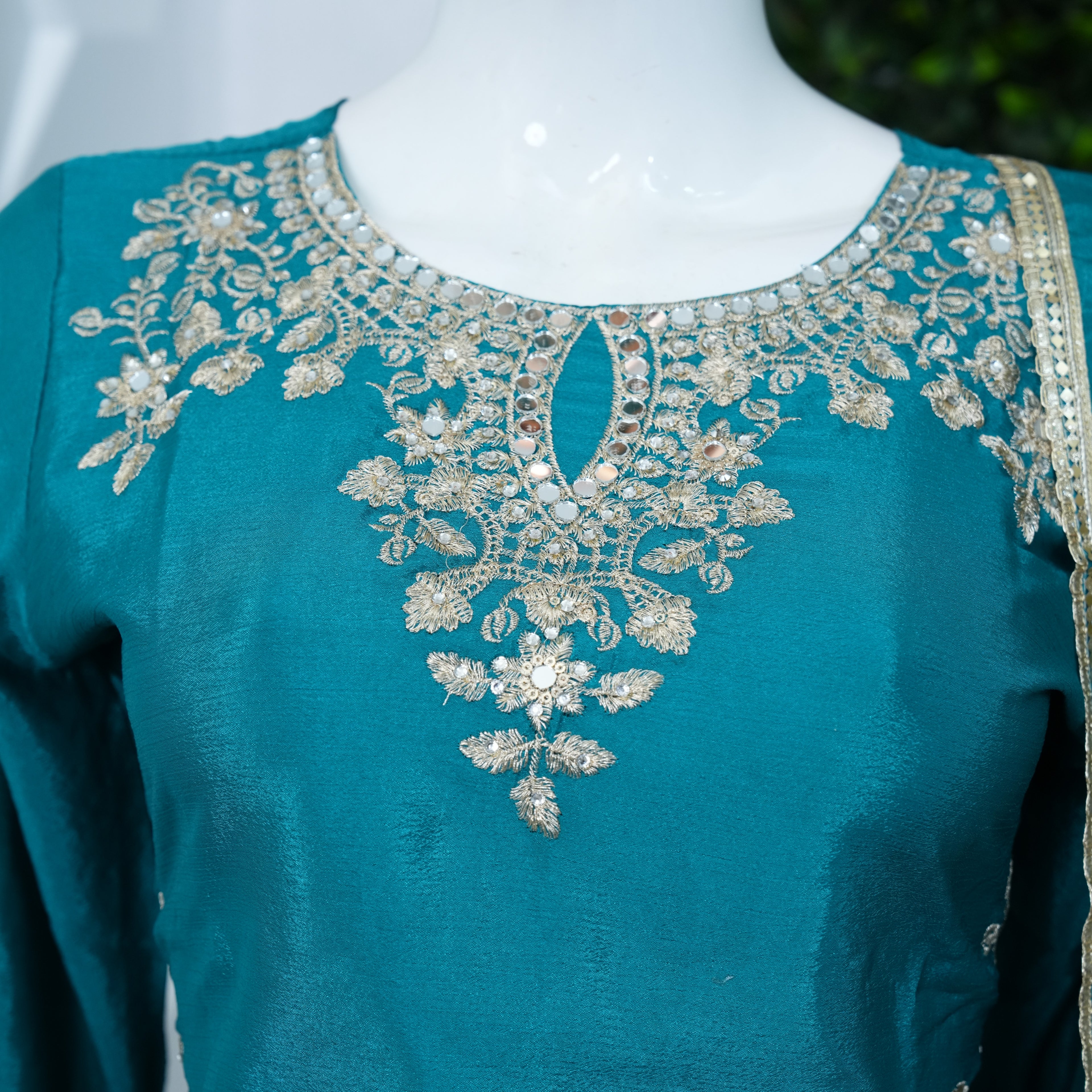 Vichitra sharara with zari thread work
