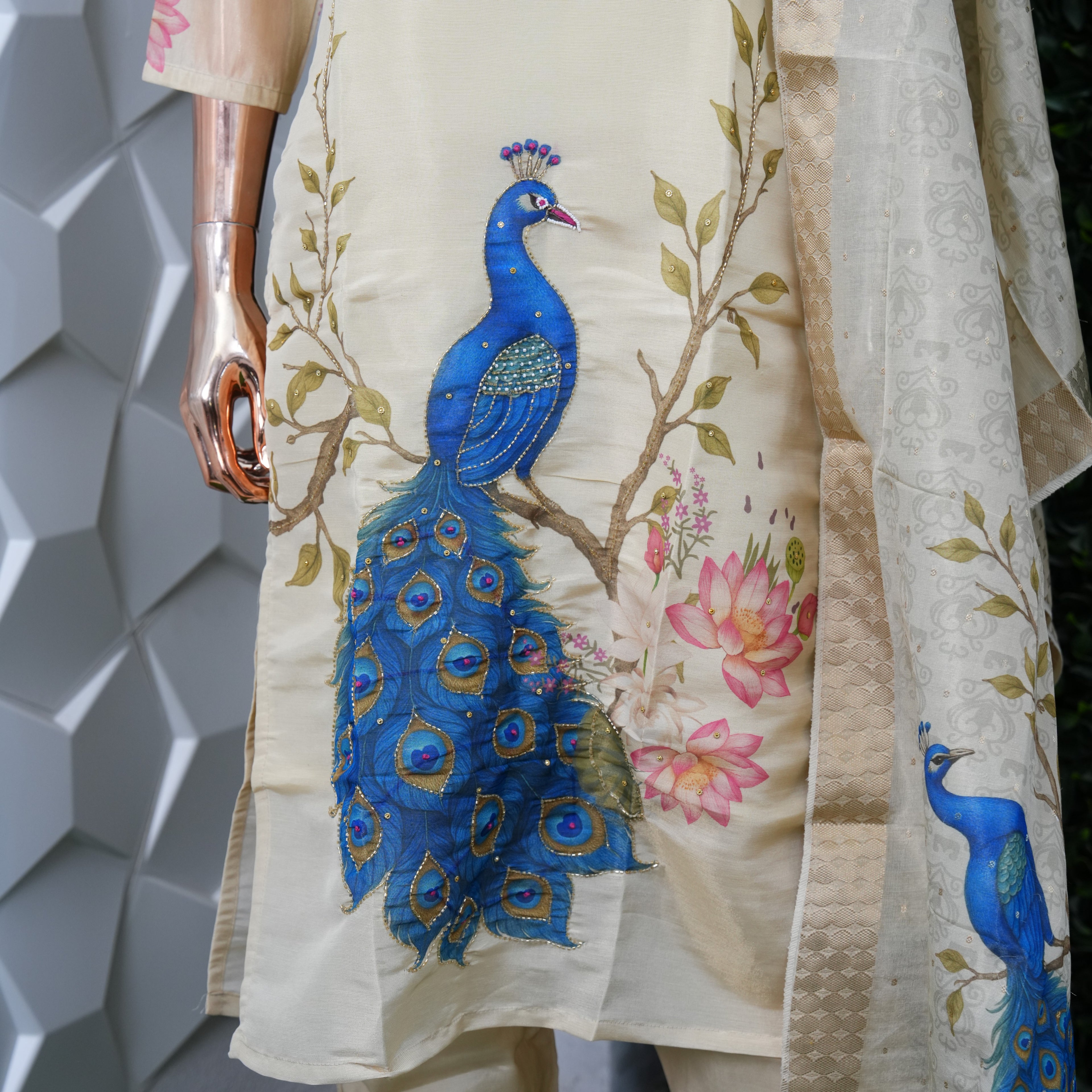 Digital print peacoack semiparty wear