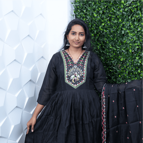 Black silk A-line set