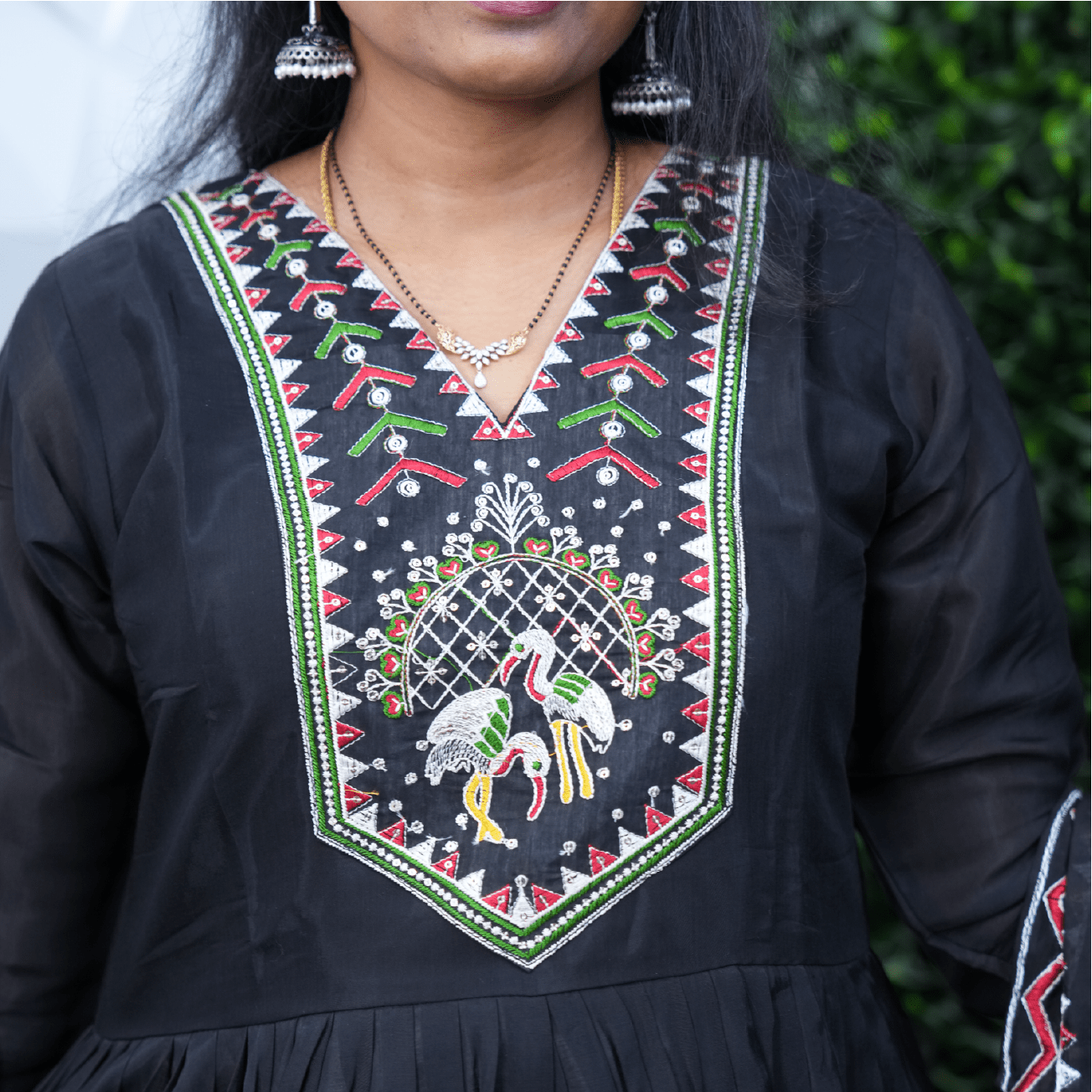 Black silk A-line set