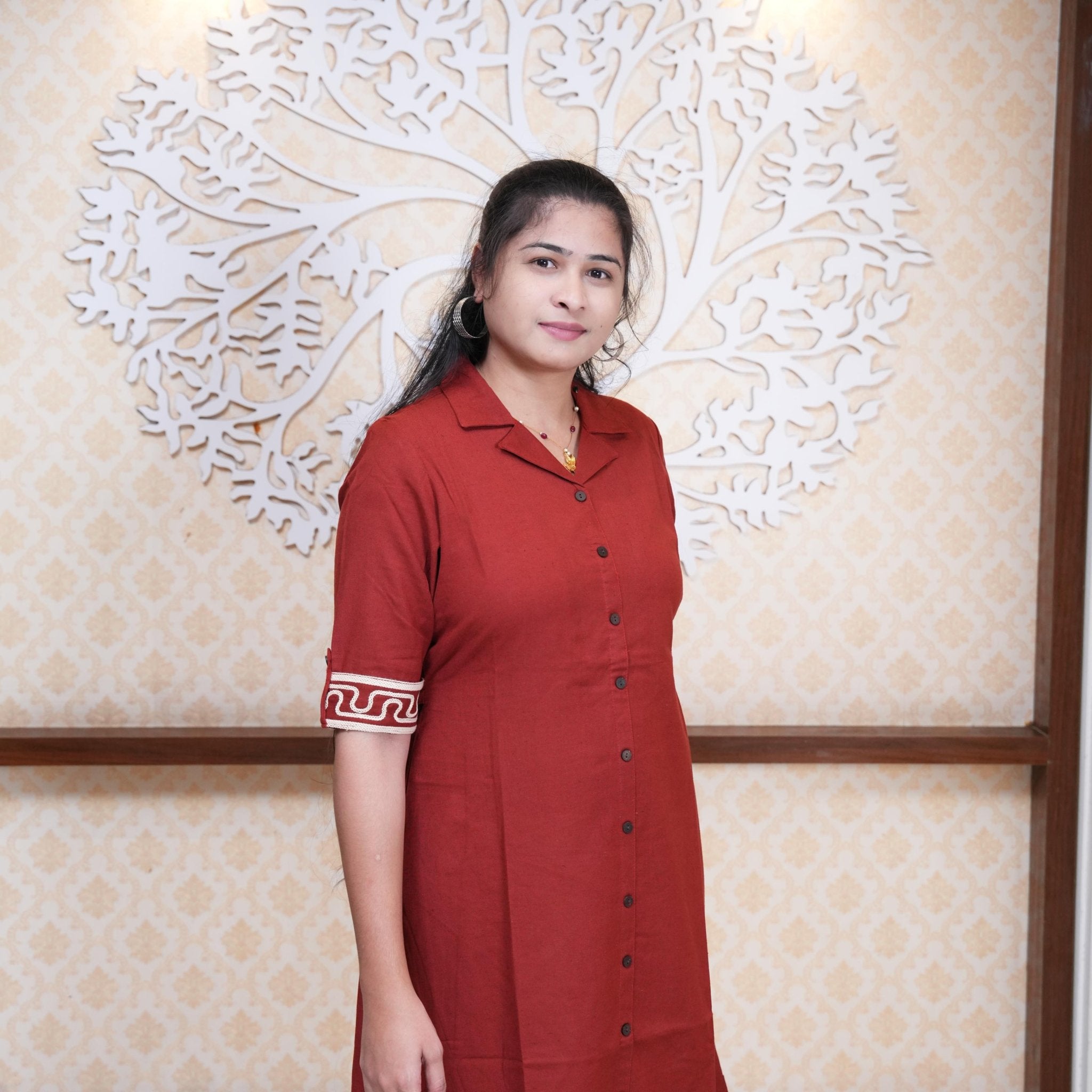 Crimson Charm Rope Embroidered Indo-Western Frock