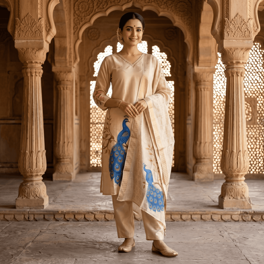 Digital print peacoack semiparty wear