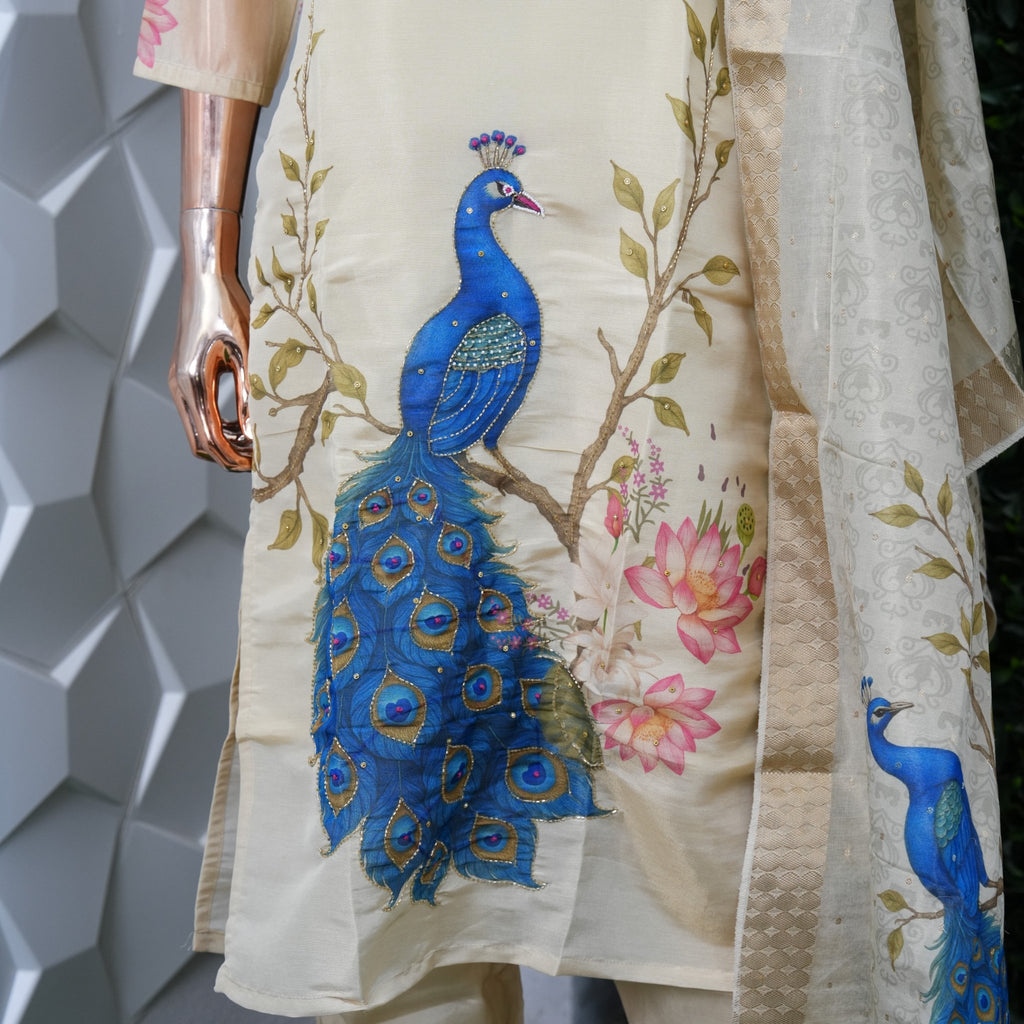 Digital print peacoack semiparty wear