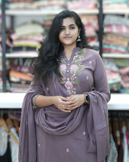 eggplant chest kurta pant sets