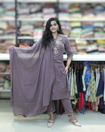 eggplant full kurta pant set