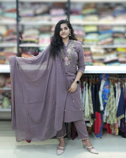 eggplant full kurta pant sets