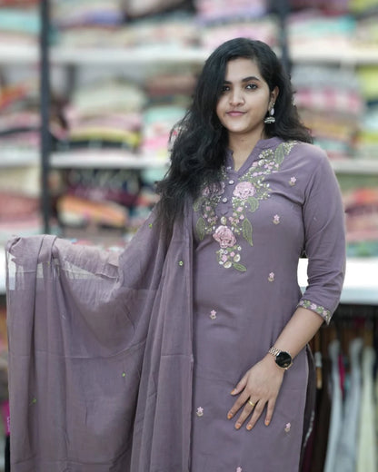 eggplant kurta pant set