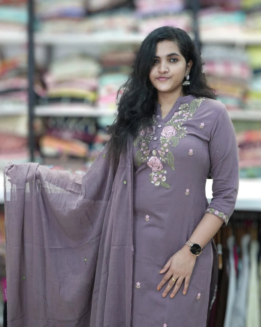 eggplant kurta pant set