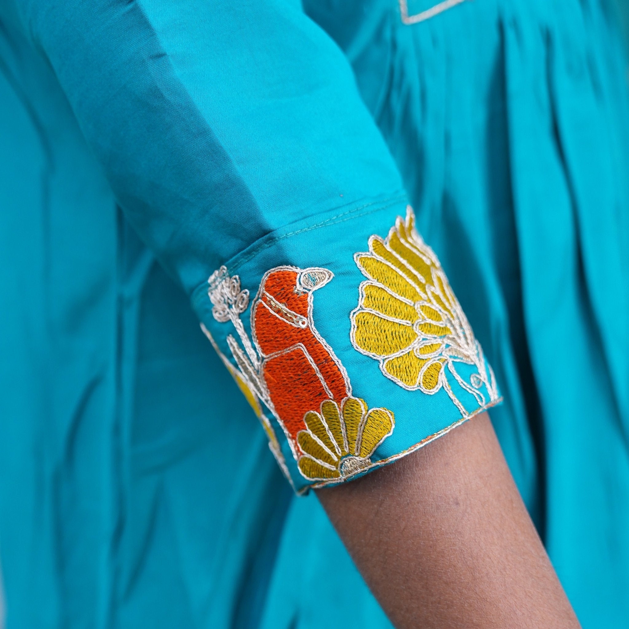 Emerald Bloom Embroidered Anarkali Set with Dupatta