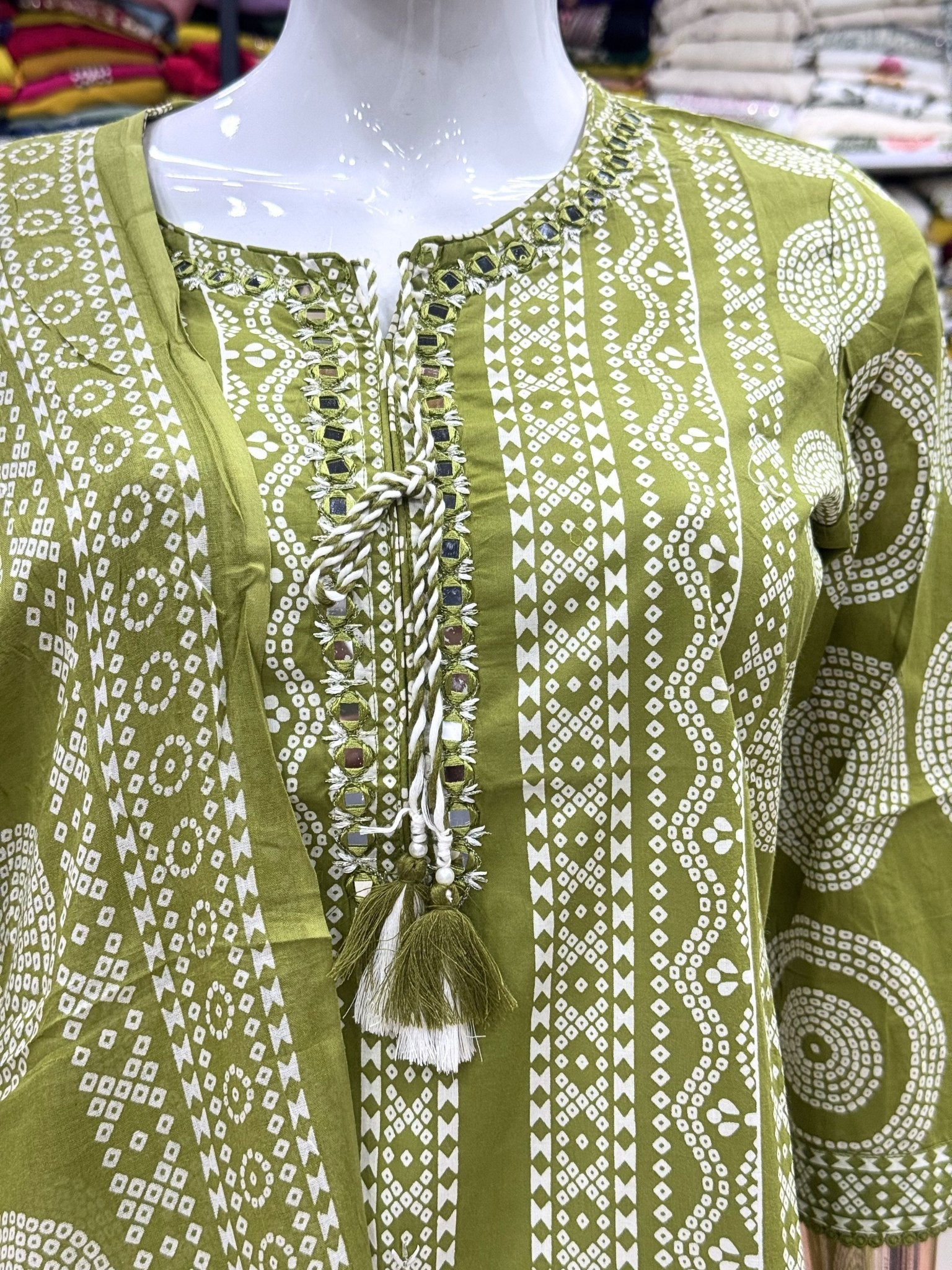 Green Ethnic Printed Suit