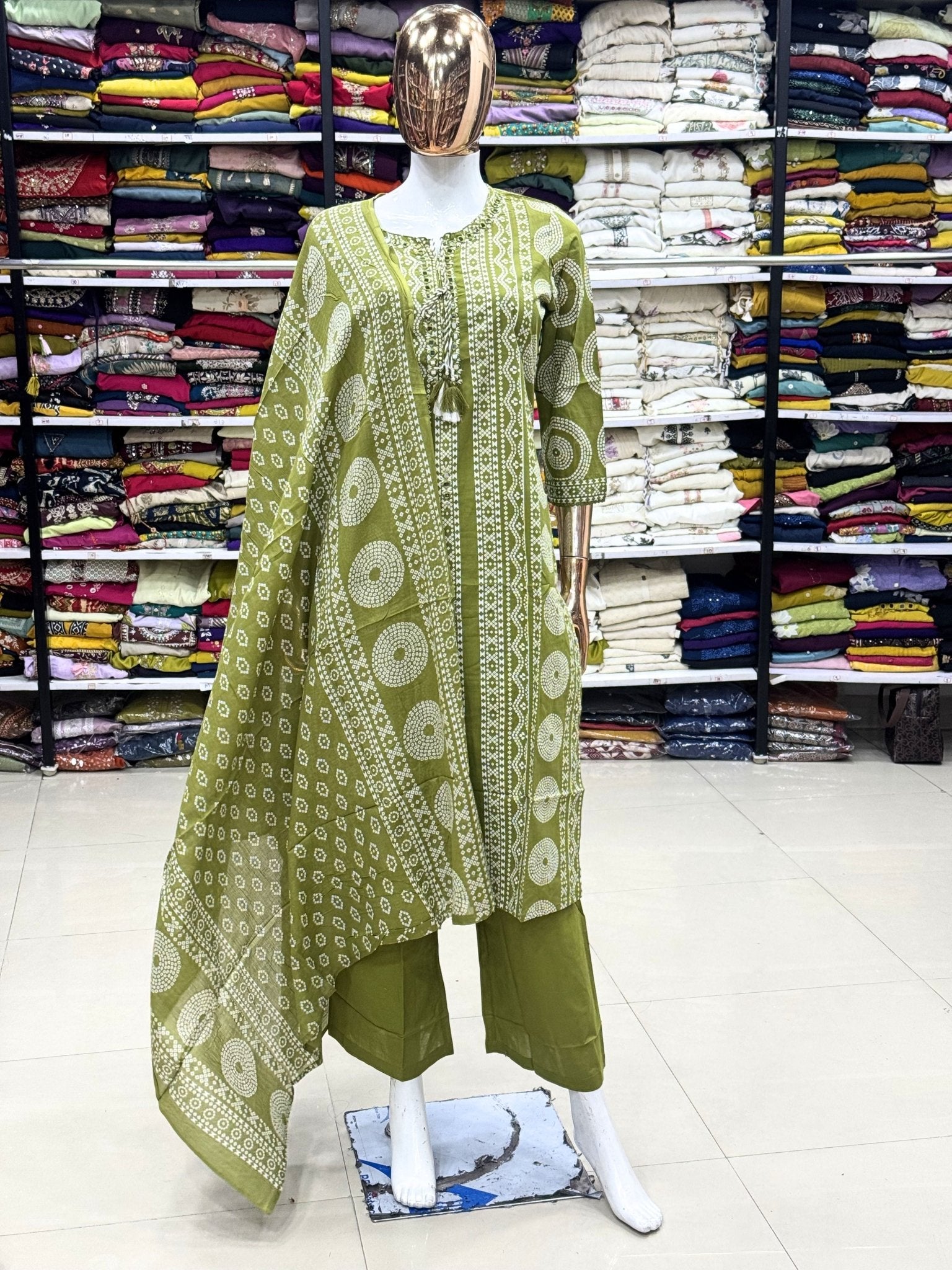Green Ethnic Printed Suit