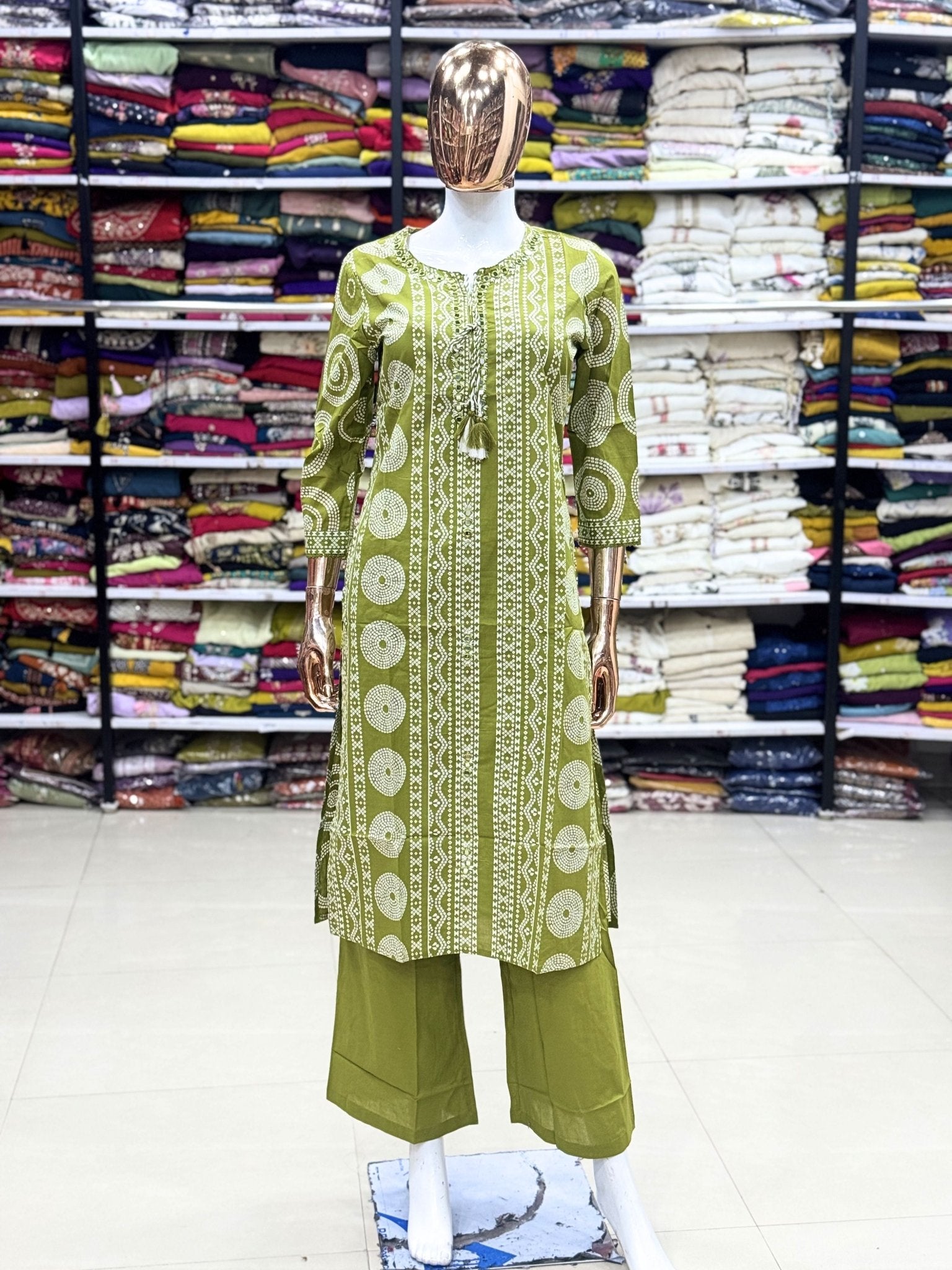 Green Ethnic Printed Suit