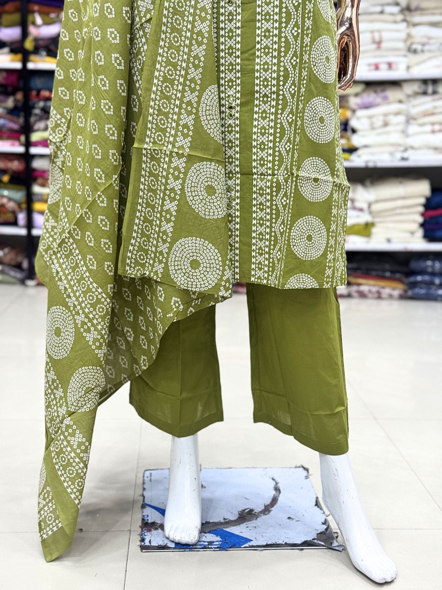 Green Ethnic Printed Suit