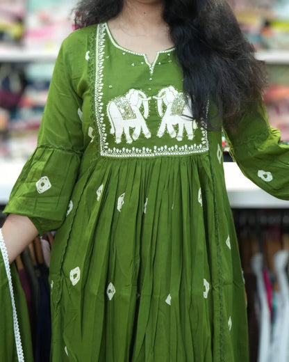 green long frock daily wear