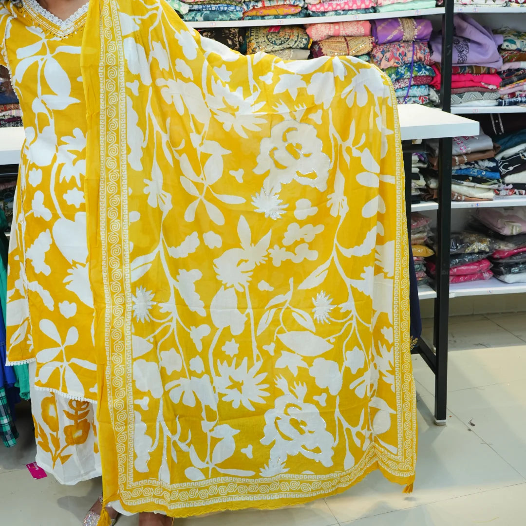 Mal Cotton Fabric Yellow A-Line divider Plaza