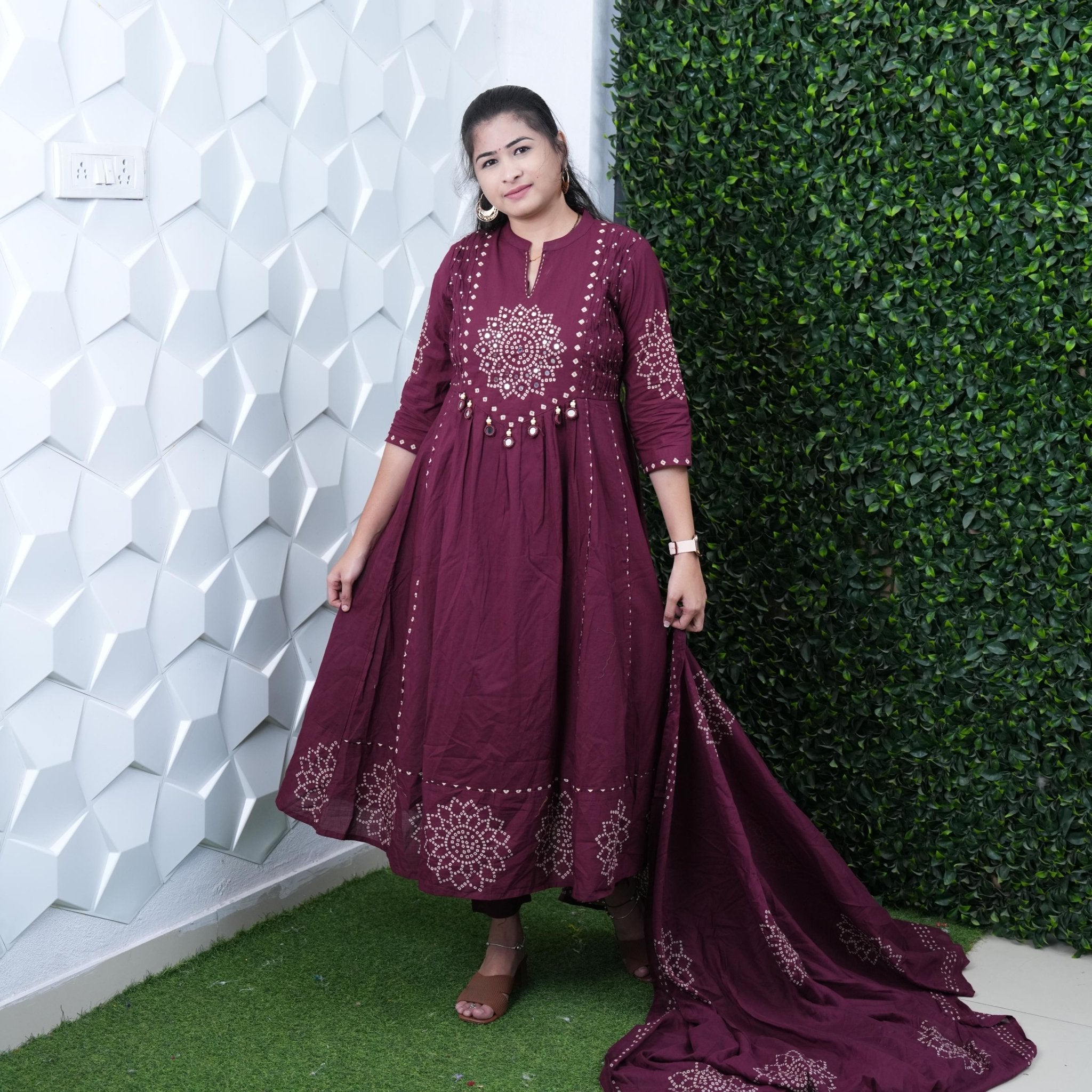 Majesty Bandhani Mirror Tassel Anarkali