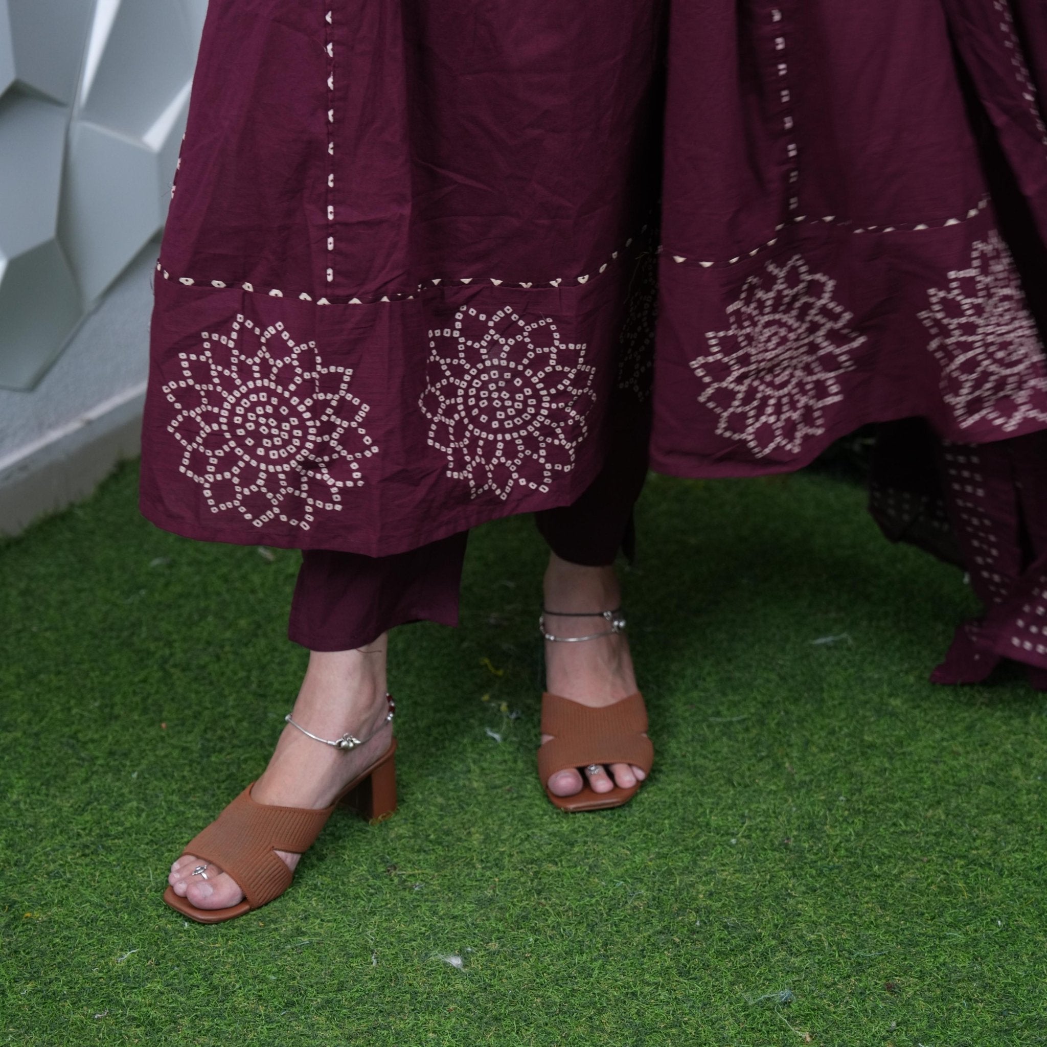 Majesty Bandhani Mirror Tassel Anarkali
