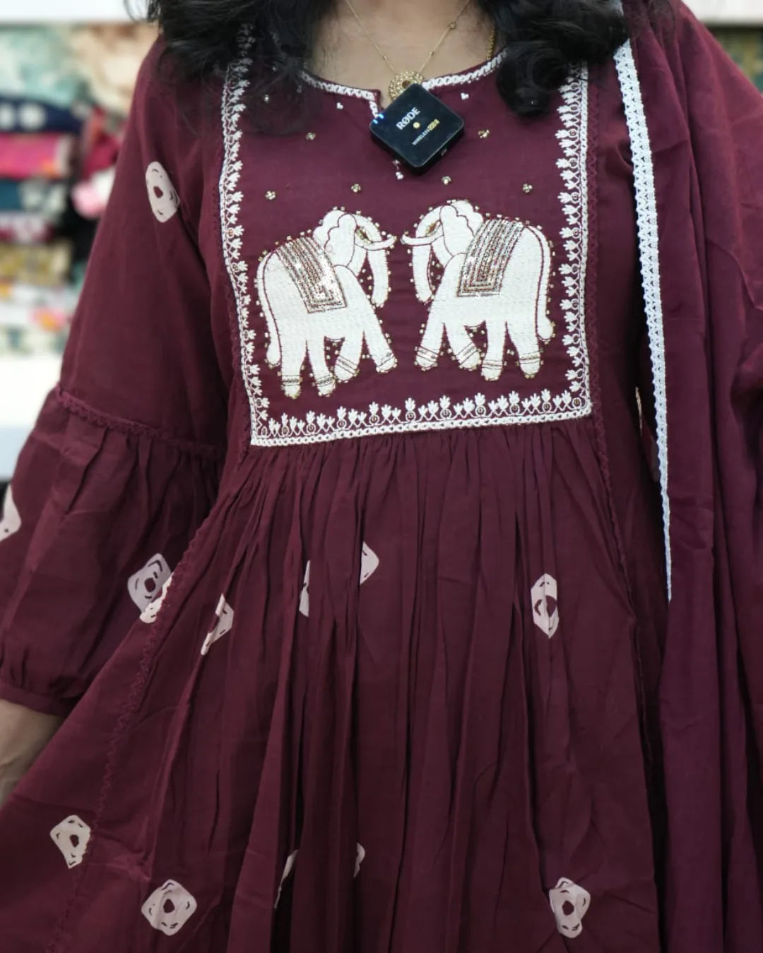 maroon long frock daily wear