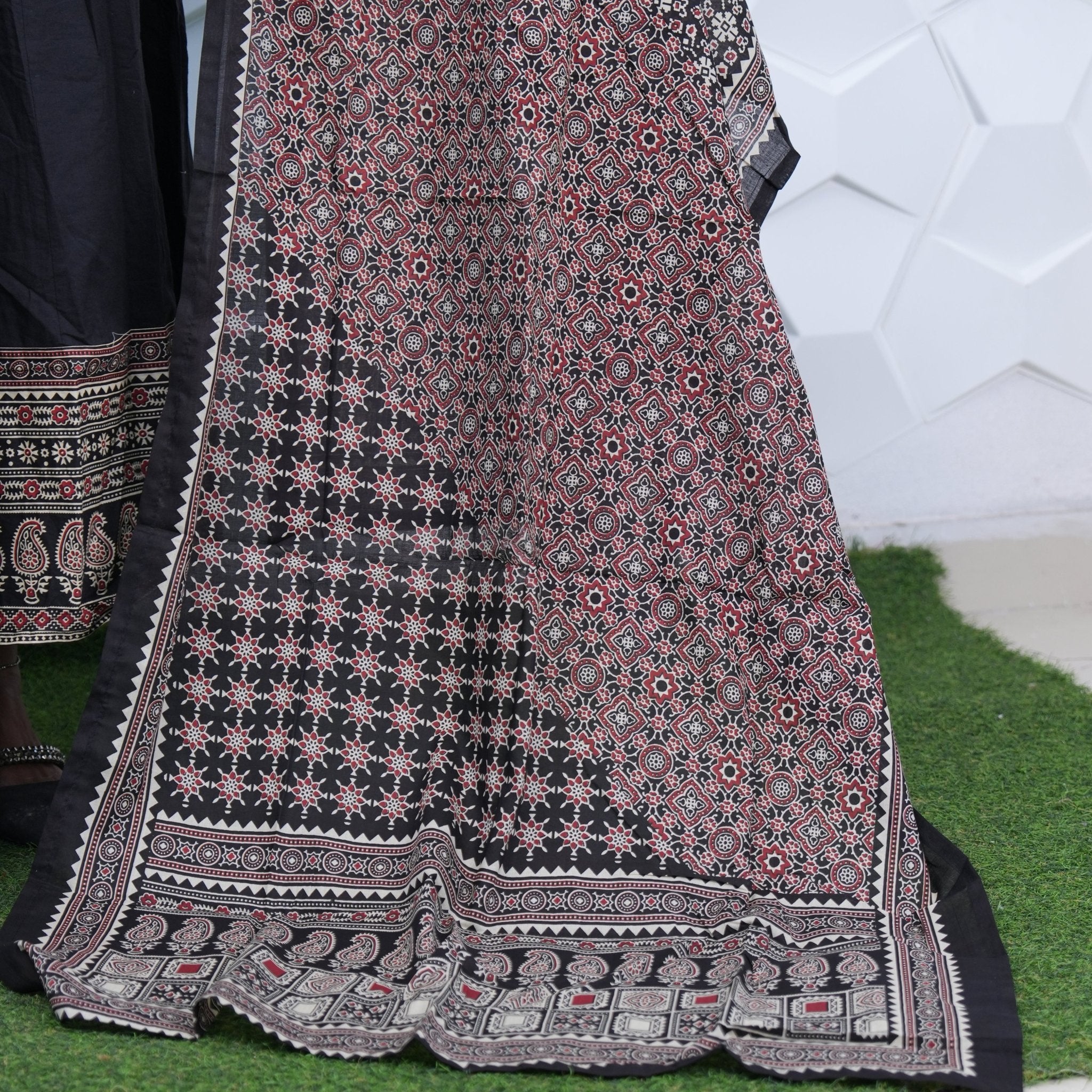 Midnight Elegance Printed Anarkali Set