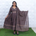 Midnight Elegance Printed Anarkali Set