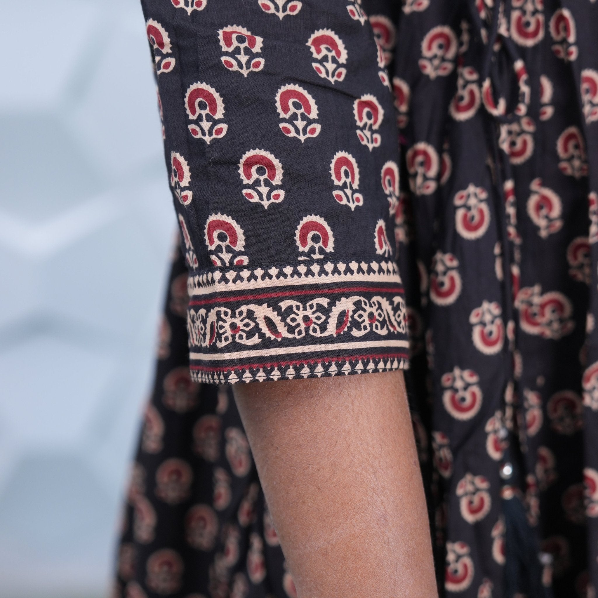 Midnight Elegance Printed Anarkali Set