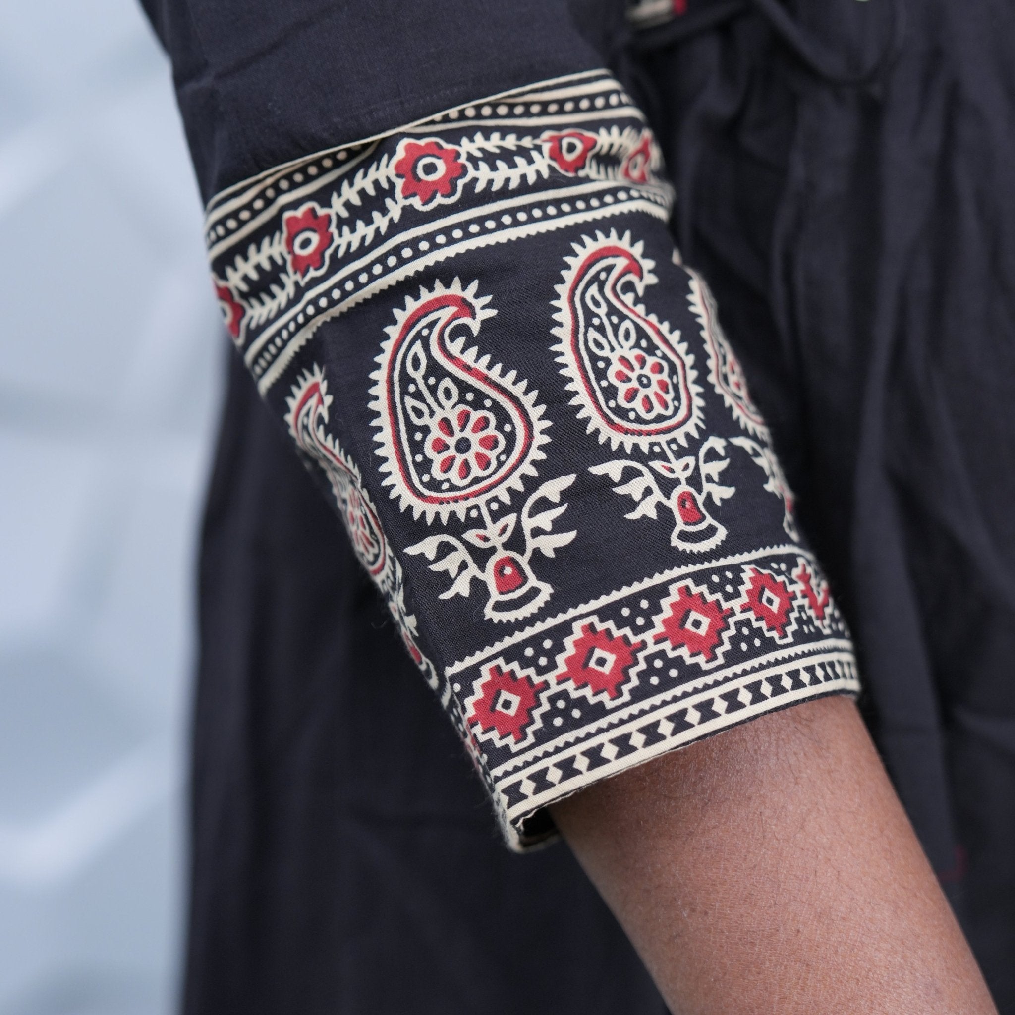 Midnight Elegance Printed Anarkali Set