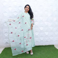 Mint Blossom Embroidered Anarkali Set