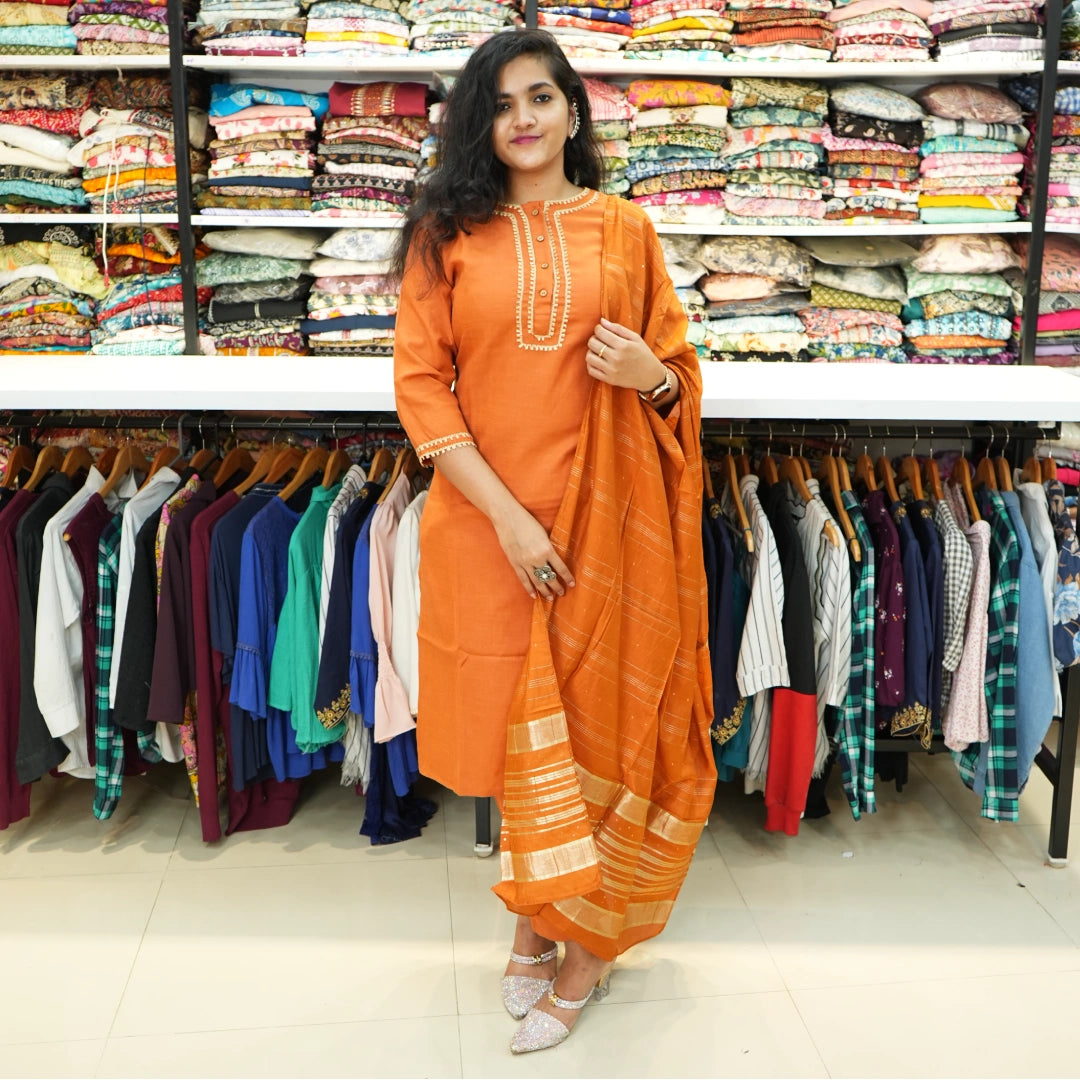 Orange 3-Piece Kurta Set