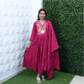 pink silk A-line set