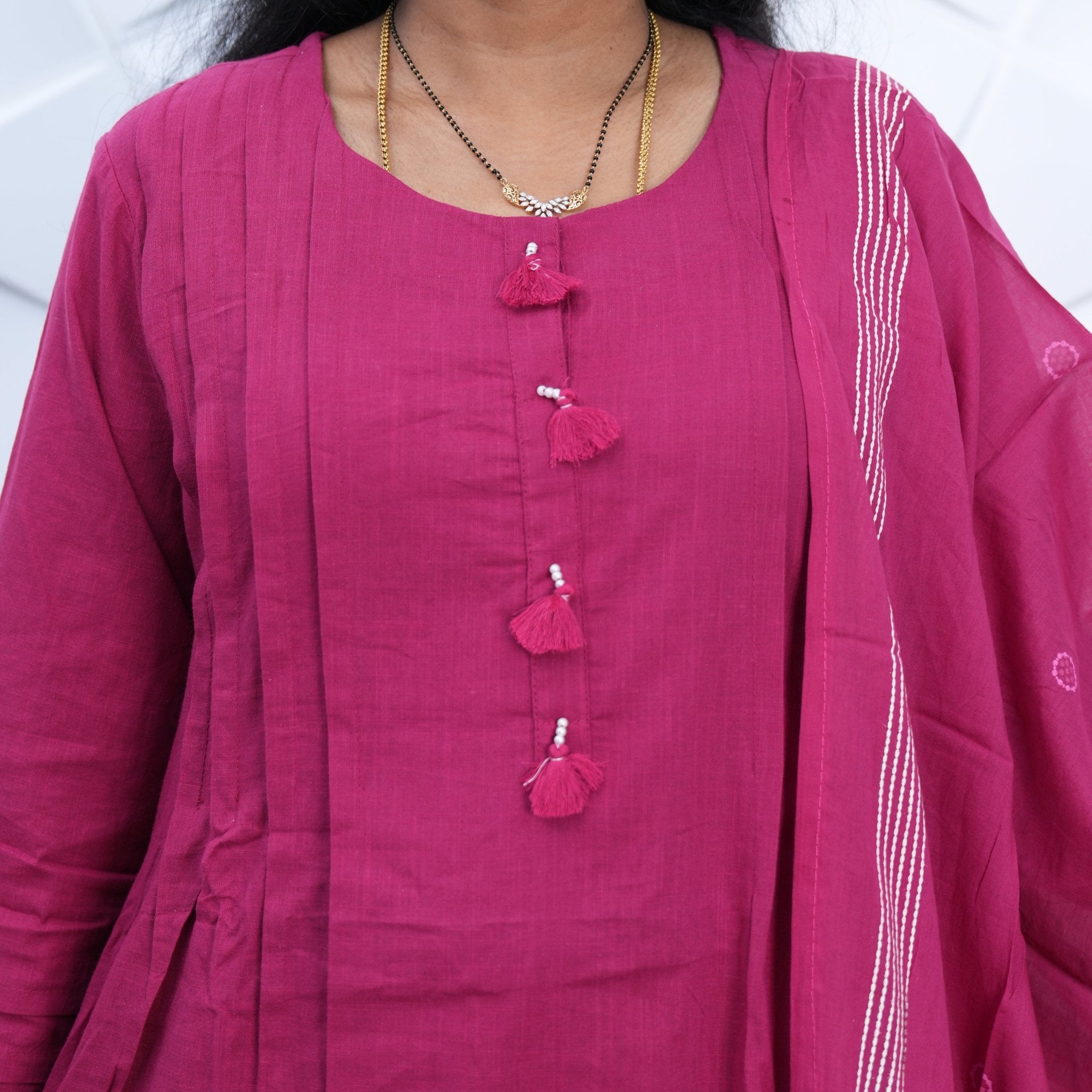 Rose Bloom Pink Embroidered Kurti Set