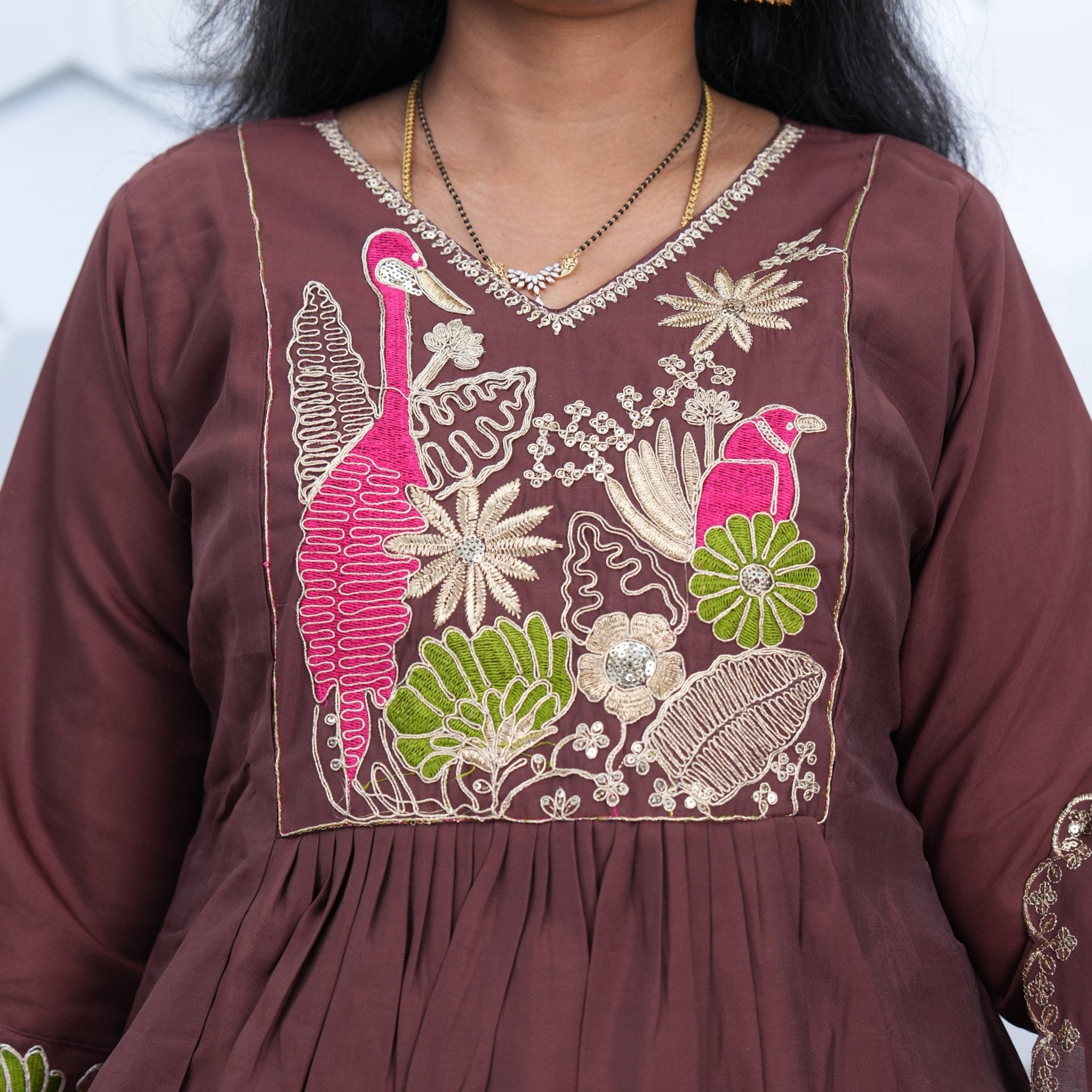 Royal Maroon Embroidered Anarkali Kurta Set with Dupatta